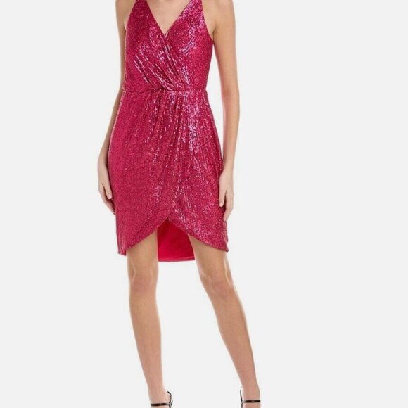 NWT Trina Turk Fuchsia Sequin Wrap Dress size 12